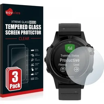 Příslušenství k chytrým hodinkám Savvies Ochranné sklo 3 ks pro Garmin Fenix 5