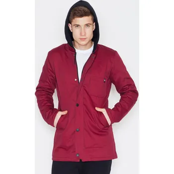 Dámský kabát Bordó kabát s kapucí V013 Deep red Velikost: 2XL