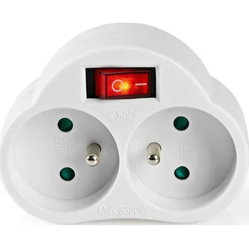 Prodlužovací kabel Nedis PSSPL202SEWT rozbočovací zásuvka 230V 2x, vypínač, bílá