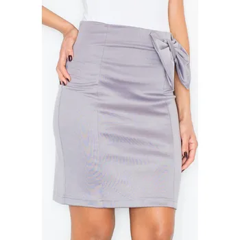 Dámská sukně Lesklá šedá sukně s mašlí M080 Velikost: XL