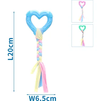 Hračka pro psa TPR srdíčko s bavlněným lanem 20cm