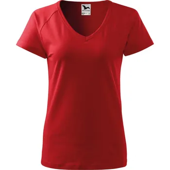 Dámské oblečení Malfini Dream 128 – dámské tričko, 180 g, přiléhavý střih, výstřih do V Barva: 07-červená, Velikost: XS