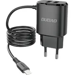Dudao nabíječka 2x USB s vestavěným USB kabelem typu Lightning 12W (A2ProT černý) Černá