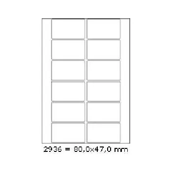 Speciální papír Samolepicí etikety 80 x 47 mm, 12 etiket, A4, 100 listů