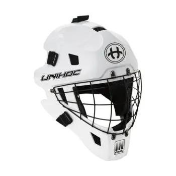 Florbalová maska Unihoc INFERNO 44 Brankářská maska bílá, Senior - 52 cm a více, černá