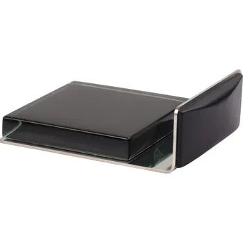 Walteco Dveřní zarážka na podlahu, samolepicí, nerez kartáčovaná, sklo/černá