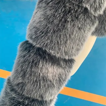 Dámský kabát Dlouhý kožich plyšový kabátek s prošíváním Barva: Černo-Bílá, Velikost: M