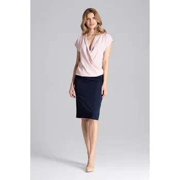 Dámská halenka Růžová překládaná blůza M652 Velikost: S