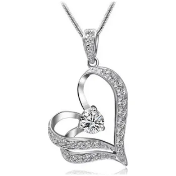 Náhrdelník Náhrdelník kovové dvojité srdce se zirkony