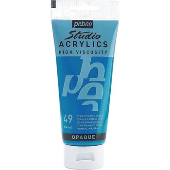 Vodová barva Akrylová barva Pébéo Studio Acrylics - 49 Primary Cyan Objem: 100 ml