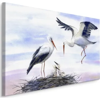 Obraz MyBestHome BOX Plátno Čápi u hnízda Varianta: 30x20