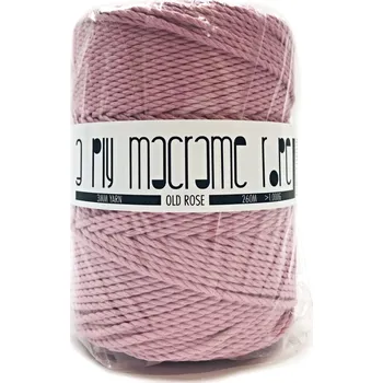 Příze MMboutique 3ply MACRAMÉ old rose 3mm 260m