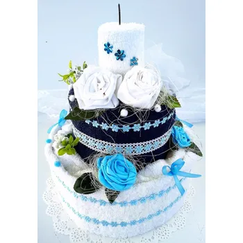 VER Textilní dort dvoupatrový modro/bílý