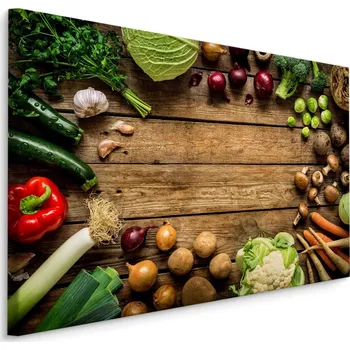 Obraz MyBestHome BOX Plátno Zelenina Na Prknech Varianta: 30x20