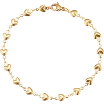Náramek Náramek se srdíčky nerezová ocel zlatý, Druh délka 18 cm