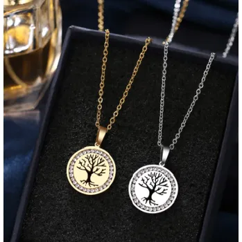 Náhrdelník Náhrdelník se stromem života s kamínky, Varianta Stříbrná