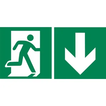 Značení Značka Únikový východ vpravo, šipka dolů