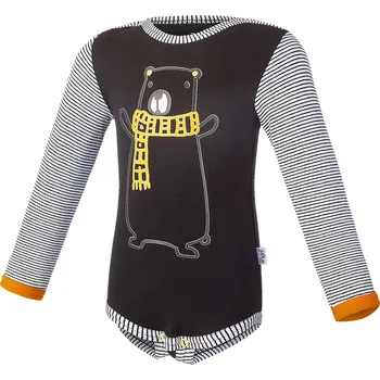 Kojenecký body Little Angel Body smyk DR pruh Outlast® - černá medvěd/pruh bíločerný Velikost oblečení: 80