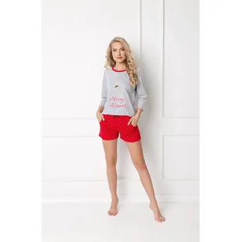 Pánské pyžamo Pyžamo Cookie Short Grey-Red - Aruelle XL