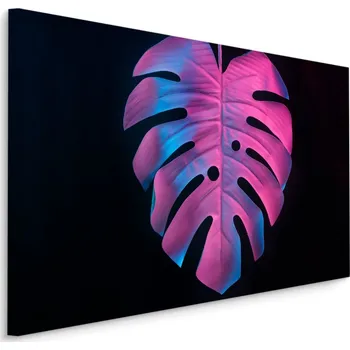 MyBestHome BOX Plátno Barevná Monstera List Na Černém Pozadí Varianta: 30x20
