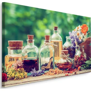 Obraz MyBestHome BOX Plátno Láhve S Kořením A Olejem Varianta: 120x80