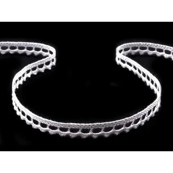 Stuha Krajka paličkovaná 9mm - bílá- 1m