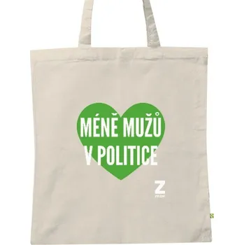 BIO plátěná taška s potiskem MÉNĚ MUŽŮ V POLITICE – bio taška zelená