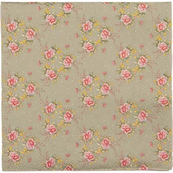 Papírový ubrousek Zelené papírové ubrousky s kvítky Cheerful Birdie - 33*33 cm (20ks)