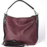 Vera Pelle Kožená kabelka na rameno i crossbody 7733 tmavěvínovo-černá