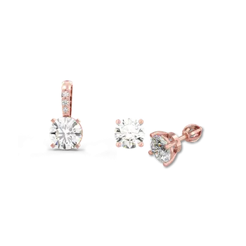 Souprava šperků SOLUNA Zlatá SOUPRAVA GRANDI přívěsek a náušnice na šroubek se zirkony růžové zlato
