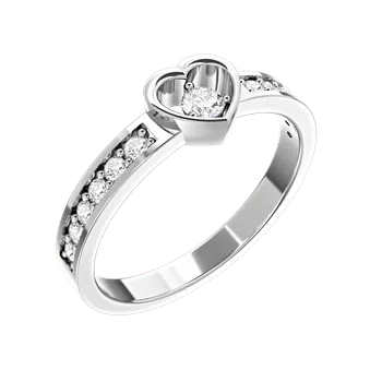 Prsten SOLUNA Unikátní zlatý prsten se zirkony SPARKLINGHEART bílé zlato VELIKOST: 48 - 15,3 mm