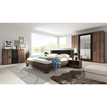 Helvetia Meble Vera ložnicová sestava s postelí 160 x 200 cm dub monastery/černá Ložnicová sestava Helvetia Meble Vera ložnicová sestava s postelí 160 x 200 cm dub monastery/černá