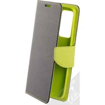 Pouzdro na mobilní telefon 1Mcz Fancy Book flipové pouzdro pro Xiaomi 12, Xiaomi 12X modrá limetkově zelená (blue lime)