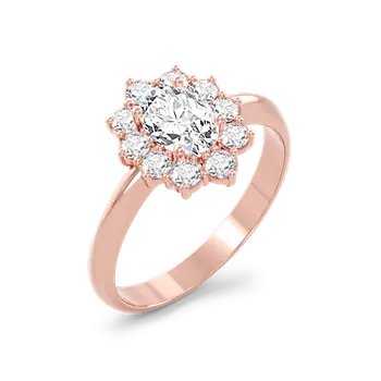Prsten SOLUNA Luxusní zlatý prsten se zirkony SNOWFLAKE růžové zlato VELIKOST: 48 - 15,3 mm