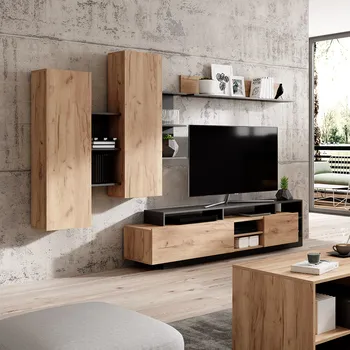 Obývací stěna Obývací stěna ALVA | sestava A | dub kraft zlatý/antracit