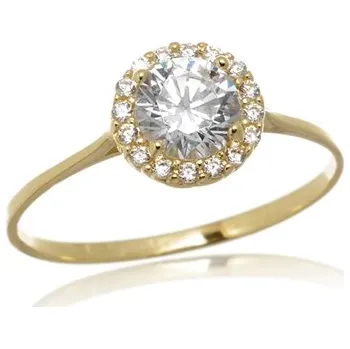 Prsten Zlatý prsten s čirými zirkony PR0543F + DÁREK ZDARMA