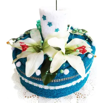 Sada ručníků a osušek Veratex Textilní dort svícen ručník a osuška 30 x 50 cm, 50 x 100 cm azurový