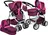Doris Velký sportovní kočárek pro panenky 3v1 9662, růžový/černý