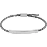 Provázkový náramek Bitsi propletaný šedivý s destičkou z chirurgické oceli RRC1316