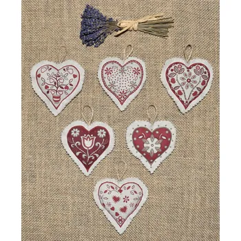 Vánoční dekorace Vánoční levandulová srdíčka - režná