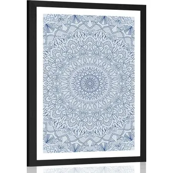 Plakát Dovido Plakát s paspartou detailní ozdobná Mandala v modré barvě