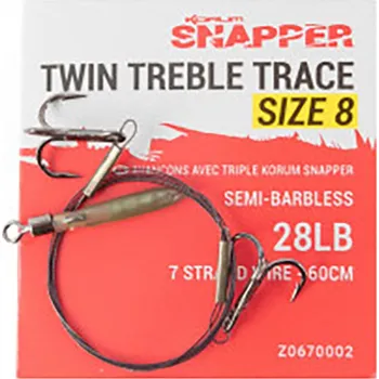 Návazec Korum Snapper Twin Treble Trace #8 28lb 60cm