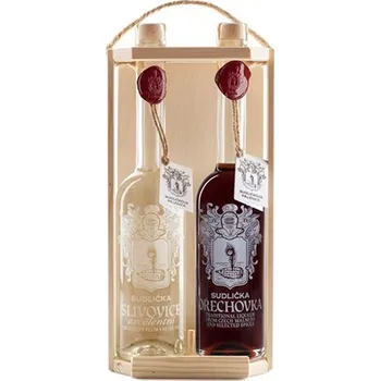 Pálenka Sudlička Slivovice a Ořechovka Dárková Kazeta 2x0,5 l
