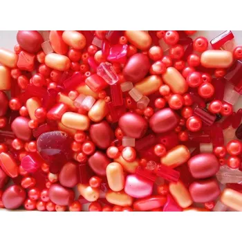 Dětské navlékací korálky Skleněné korálky Jablonec - Oranžový mix 100g