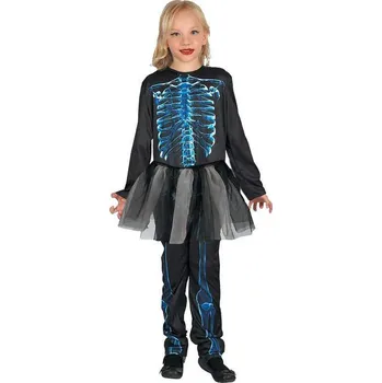 Karnevalový kostým KARNEVAL Šaty kostra vel.M (120-130 cm) 5-9 let KOSTÝM