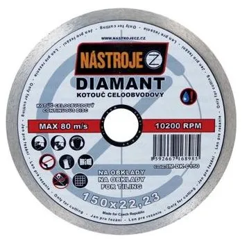 Řezný kotouč NÁSTROJE CZ diamantový kotouč celoobvodový 150*1,6*22,2mm, dlaždice, mramor, porcelán IM-DK-C150