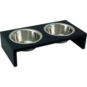 Miska pro psa Flamingo Dvojmiska Twin černá varianta 40cm 2x380ml