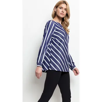 Dámské oblečení Dámská halenka W-Dc-1411-0G-B8-55-1 Deni Cler Milano modro-bílá 42