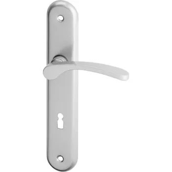 Dveřní kování AC-T SERVIS Dveřní klika VIOLA stříbrná - oválné štítové kování 90 mm Provedení štítu: BB - obyčejný klíč