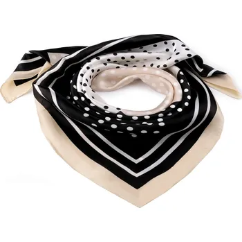 Šála Saténový šátek puntík 70x70 cm, barva 2 černá